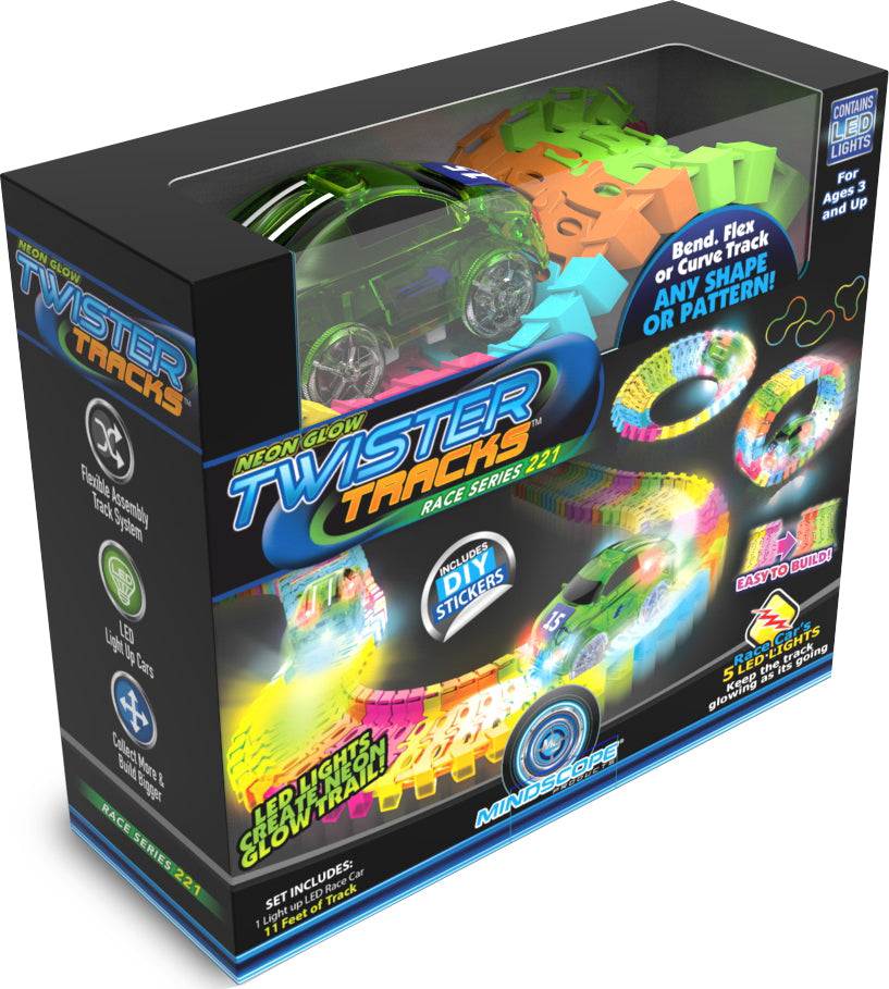 Twister Tracks 221 (11 Feet) Neon Glow Track 1 Green Race Car